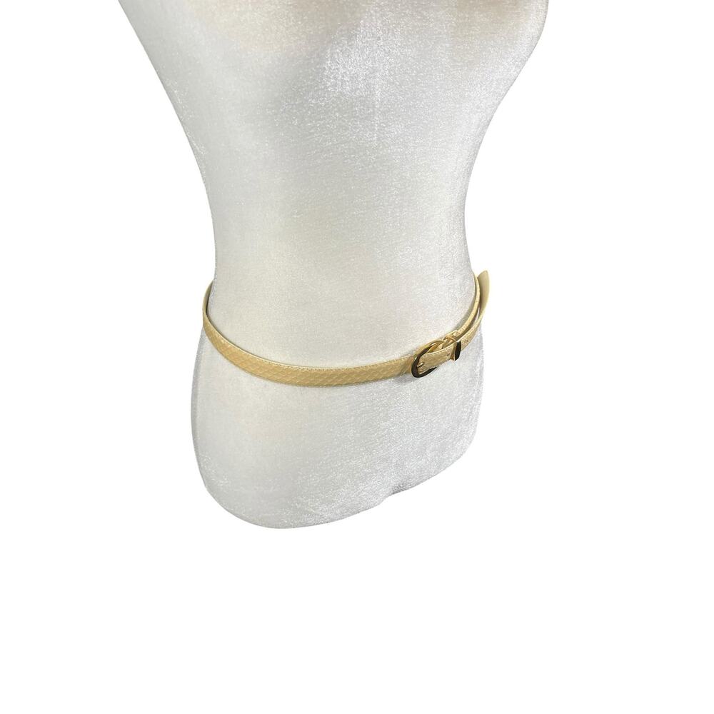 TJW By Mervyn's Woman's M/L Genuine Snakeskin Ivory Gold Tone Buckle Belt K822
